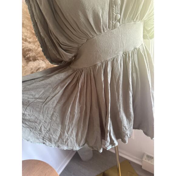 Mabel Khalani Romper Size Small Olive Green Button Down Farmhouse - Picture 7 of 11